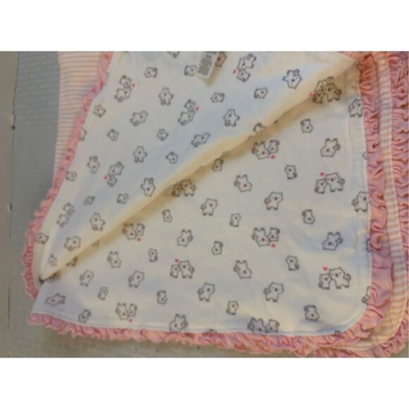 Carters replacement baby blanket cats hearts pink stripes ruffles 26x30 - Picture 4 of 9